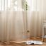 Woaboy Voile Gardinen Kurz Weiss Vorhänge Transparent Wohnzimmer mit Ösen Stores Gardinen Schlafzimmer Ösenvorhang Scheibengardine Schlaufengardinen Modern 2er Set 140x160 cm (B x H) Beige