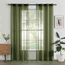 Woaboy Voile Gardinen Vorhänge Transparent Wohnzimmer mit Ösen Stores Gardinen Schlafzimmer Ösenvorhang Scheibengardine Schlaufengardinen Modern 2er Set 140x245 cm (B x H) Olivergrün