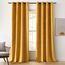 Woaboy Samtvorhänge Verdunkelungsvorhang Gardinen Samt mit Ösen Blickdicht für Wohnzimmer Blackout Curtains Thermovorhang Schalldämmend Schlafzimmer 2er Set 140x300cm (B x H) Gelb