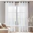 Deconovo Vorhang Transparent Gardinen Wohnzimmer Voile Vorhang Ösen, 290x140 cm(HöhexBreite), Weiß, 2er Set