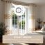 Deconovo Ösen Gardinen Voile Vorhang Leinenoptik Transparente Stores Gardinen Wohnzimmer Gardinenschal Durchsichtig Ösenvorhang mit Muster für Schlafzimmer Balkon, H214 x B140 cm, Creme, 2er Set
