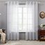 Deconovo Gardinen Weiß Vorhang Transparent Leinenoptik Ösenvorhang Voile Ösenschal Wohnzimmer, 245x140, Welle