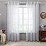 Deconovo Gardinen Weiß Vorhang Transparent Leinenoptik Ösenvorhang Voile Ösenschal Wohnzimmer, 245x140, Welle