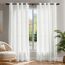Deconovo Voile Durchsichtig Vorhang mit Ösen Transparent Dekoschal Leinenoptik Luftige Gardinen Kinderzimmer, H175 x B140 cm, für Wohnbereich und Schlafraum, 2er Set,Weiß