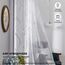 Deconovo Gardinen Weiß Vorhang Transparent Leinenoptik Ösenvorhang Voile Ösenschal Wohnzimmer, 175x140, Wellenlinie