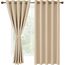 DWCN Vorhänge Blickdicht mit Raffhalter Verdunklungsvorhänge mit Ösen 2 Stücke Thermovorhang Hitzeschutz für Schlafzimmer, WonhzimmerBüro, Biscotti Beige, 183x167cm(HxB)