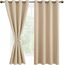 DWCN Thermovorhang Beige für Wonhzimmer, Vorhänge Blickdicht mit Raffhalter Verdunklungsvorhänge mit Ösen 2 Stücke Hitzeschutz für Schlafzimmer, Biscotti Beige, 200x140cm(HxB)