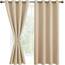 DWCN Vorhänge Blickdicht mit Raffhalter Verdunklungsvorhänge mit Ösen 2 Stücke Thermovorhang Hitzeschutz für Schlafzimmer, WonhzimmerBüro, Biscotti Beige, 183x132cm(HxB)