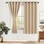 DWCN Verdunklungsvorhänge mit Ösen Blickdicht Vorhänge mit Raffhalter 2 Stücke Thermovorhang Kälteschutz Gardinen Wohnzimmer Schlafzimmer Wärmeisolierend,Biscotti Beige,H145 x B140 cm (2er Pack)