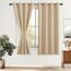 DWCN Vorhänge Beige Verdunklungsvorhänge mit Ösen 2 Stücke, Vorhang Wonhzimmer Thermovorhang Blickdicht mit Raffhalter, Biscotti Beige, 160x132cm(HxB)
