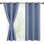 DWCN Verdunklungsvorhänge mit Ösen Blickdicht Vorhänge mit Raffhalter 2 Stücke Thermovorhang Kälteschutz Gardinen Wohnzimmer Schlafzimmer Wärmeisolierend, Staubiges Blau, H137 x B117 cm (2er Pack)