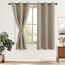 DWCN Vorhang Blickdicht mit Ösen 2 Stücke Verdunkelungsgardinen Thermogardine Vorhänge Dunkel Thermogardine Verdunkelung für Wohnzimmer Schlafzimmer, Taupe, 183x117cm(HxB)