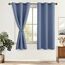 DWCN Verdunklungsvorhänge mit Ösen Blickdicht Vorhänge mit Raffhalter 2 Stücke Thermovorhang Kälteschutz Gardinen Wohnzimmer Schlafzimmer Wärmeisolierend, Staubiges Blau, H137 x B117 cm (2er Pack)