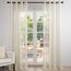 Topfinel Gardinen Stores Gardine mit ösen Voile Vorhang Halbtransparent Moderne Leinenoptik vorhänge kinderzimmer Gardinen Fenster 2er Set 280x140 cm (HxB) Beige