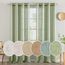 MIULEE Gardinen Vorhänge mit ösen Voile Vorhang kurz Modern Leinenoptik Halbtransparent Ösenvorhang für Wohnzimmer Kinderzimmer Raumteiler 2er Set Grün 122x140 cm