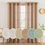 MIULEE Gardinen Vorhänge mit ösen Voile Vorhang kurz Modern Leinenoptik Halbtransparent Ösenvorhang für Wohnzimmer Kinderzimmer Raumteiler 2er Set Braun 200x140 cm