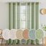 MIULEE Gardinen Vorhänge mit ösen Voile Vorhang kurz Modern Leinenoptik Halbtransparent Ösenvorhang für Wohnzimmer Kinderzimmer Raumteiler 2er Set Grün 175x140 cm