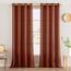 MIULEE Gardinen Vorhänge mit ösen Voile Vorhang kurz Modern Leinenoptik Halbtransparent Ösenvorhang für Wohnzimmer Kinderzimmer Raumteiler 2er Set Ziegelrot 245x140 cm