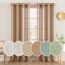 MIULEE Gardinen Vorhänge mit ösen Voile Vorhang kurz Modern Leinenoptik Halbtransparent Ösenvorhang für Wohnzimmer Kinderzimmer Raumteiler 2er Set Braun 245x140 cm