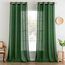 MIULEE Gardinen Vorhänge mit ösen Voile Vorhang kurz Modern Leinenoptik Halbtransparent Ösenvorhang für Wohnzimmer Kinderzimmer Raumteiler 2er Set Dunkelgrün 245x140 cm