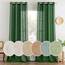 MIULEE Gardinen Vorhänge mit ösen Voile Vorhang kurz Modern Leinenoptik Halbtransparent Ösenvorhang für Wohnzimmer Kinderzimmer Raumteiler 2er Set Dunkelgrün 260x140 cm