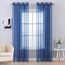 MIULEE 2er Set Voile Vorhang mit Ösen Gardine aus Voile Polyester Ösenschal Transparent Wohnzimmer Luftig Dekoschal für Schlafzimmer Dunkelblau 245 x 140cm (H x B), Grommet Top