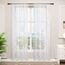 WOLTU 2er Set Gardinen, Vorhänge für Wohnzimmer Kinderzimmer Schlafzimmer, mit Kräuselband, Leinenoptik, Halbtransparent Voile, 140 x 175 cm, Weiß