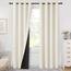 MRTREES Gardinen Blickdicht Küche Fenster Kurz Hellbeige Verdunklungsvorhänge mit Ösen 2er Set H 145 x B 140 cm Thermovorhang Kälteschutz für Wohnzimmer Schlafzimmer, Blackout Curtain