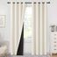 MRTREES Gardinen Blickdicht Küche Fenster Kurz Hellbeige Verdunklungsvorhänge mit Ösen 2er Set H 122 x B 140 cm Thermovorhang Kälteschutz für Wohnzimmer Schlafzimmer, Blackout Curtain