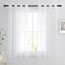 PONY DANCE Kurzgardinen mit Ösen Wohnzimmer Vorhang Weiß Transparent 2er Set H 137 x B 140 cm Durchsichtige Gardinen für Küche/Badezimmer Fenster