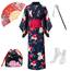 PLULON 5-teiliges japanisches Gewand, Geisha-Yukata-Kleid, Bademantel aus Satin mit Kordelzug, Handfächer, Haarnadel, Tabi-Socken-Set für Damen