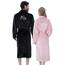 Jecery Bademäntel für Sie und Ihn, für Paare, Herr und Frau, Flanell, bestickt, passende Bademäntel, Hochzeit, Verlobung, Geschenke, 2 Stück, Schwarz/Rosa, Einheitsgröße
