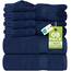 Utopia Towels - 8 teilig Handtücher Set aus Baumwolle mit Aufhänger - 2 Badetuch, 2 Handtücher und 4 Washclappen - (Marine Blau)