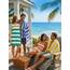 Utopia Towels - Große Strandtücher Cabana-Streifen (76 x 152 cm) - 100% gesponnene Baumwolle, weich und saugfähige Handtücher (4er-Pack, Blau, Gelb, Grün und Orange)