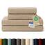 Blumtal Premium Frottier Handtücher Set 4 teilig 100% Baumwolle - Oeko-TEX zertifiziertes Badetuch 2X (70x140 cm) + Towel 2X (50x100 cm) - saugstarkes Frottiertücher Set - Handtücher Beige/Taupe