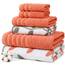 Amrapur Overseas 6-teiliges Set aus gefärbter Bio-Ranken, Jacquard/solide, ultraweich, 550 g/m², 100% gekämmte Baumwolle 2 Badetücher, 2 Handtücher, 2 Waschlappen, Korallenrot, Standard