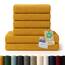 Blumtal Premium Frottier Handtücher Set 4 teilig 100% Baumwolle - Oeko-TEX zertifiziertes Badetuch 2X (70x140 cm) + Towel 4X (50x100 cm) - saugstarkes Frottiertücher Set - Handtücher Gelb