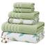 Amrapur 6-Piece Yarn Dyed Organic Vines Jacquard/Solid Ultra Soft 550GSM 100% Combed Cotton Towel Set 2 Badetücher, 2 Handtücher, 2 Waschlappen, Baumwolle, Salbei, Standard