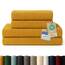 Blumtal Premium Frottier Handtücher Set 4 teilig 100% Baumwolle - Oeko-TEX zertifiziertes Badetuch 2X (70x140 cm) + Towel 2X (50x100 cm) - saugstarkes Frottiertücher Set - Handtücher Gelb