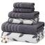 Amrapur Overseas Modern Threads Handtuch-Set, 6-teilig, gefärbt, Bio-Ranken, Jacquard/solide, ultraweich, 500 g/m², 100% gekämmte Baumwolle, Grau/Lavendel