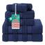 American Soft Linen Salem Türkisches Badetuch-Set, 100% Baumwolle, 600 g/m², 6 Stück Handtücher für Badezimmer, 2 Badetücher, 2 Handtücher, 2 Waschlappen, Marineblau