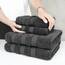 American Soft Linen Salem Türkisches Badetuch-Set, 100% Baumwolle, 600 g/m², 6-teiliges Handtuch für Badezimmer, 2 Badetücher, 2 Handtücher, 2 Waschlappen, Dunkelgrau