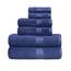 Amazon Basics 6-teiliges set bleichbeständiges Baumwoll-Badehandtuch-Set - marineblau, 137,2 x 76,2 cm, 66,0 x 40,6 cm, 30,5 x 30,5 cm