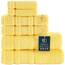 Qute Home 6-teiliges Badetücher Set 100% türkische Baumwolle Premium Qualität Badetücher Weiche und saugfähige türkische Handtücher Set beinhaltet 2 Badetücher, 2 Handtücher und 2 Waschlappen (Gelb)