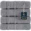 Qute Home 4-teiliges Badetuch-Set, 100% türkische Baumwolle, Premium-Qualität, Handtücher für Badezimmer, schnell trocknend, perfekt für den täglichen Gebrauch, Set beinhaltet 4 Badetücher (grau)