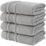 Qute Home 4-teiliges Badetuch-Set, 100% türkische Baumwolle, Premium-Qualität, Handtücher für Badezimmer, schnell trocknend, perfekt für den täglichen Gebrauch, Set beinhaltet 4 Badetücher (grau)