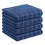 Homaxy Küchentücher, 100% Baumwolle, Frottee, Marineblau, 33 x 71 cm, Kariertes Design, weiche und super saugfähige Geschirrtücher, 4 Stück
