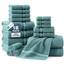LANE LINEN Luxuriöses Badetuch-Set – 100% Baumwolle, Zero Twist, schnell trocknende Duschtücher, extra saugfähiges Badetuch, super weich, 6 Badetücher, 6 Waschlappen, Blaugrün (8 Stück)