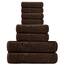 Tens Towels Handtuch-Set, 8 Stück, 2 extra große Badewanne, 2 Hand, 4 Waschlappen, 100 % Baumwolle, leichteres Gewicht, schneller zu trocknen, super saugfähig, perfekt für Badezimmer, Braun