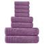 Tens Towels Badetücher Set, 2 extra große Badetücher, 2 Handtücher, 4 Waschlappen, 100% Baumwolle, schnell trocknend, Badhandtücher Set für den täglichen Gebrauch (8 Stück) (Pflaume)